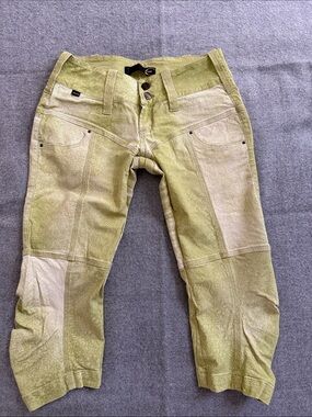 Just Cavalli light Green Patchwork Corduroy denim capris